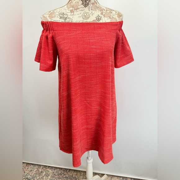 LOVERICHE Red Off-Shoulder Mini shift Dress size S. - Picture 9 of 14